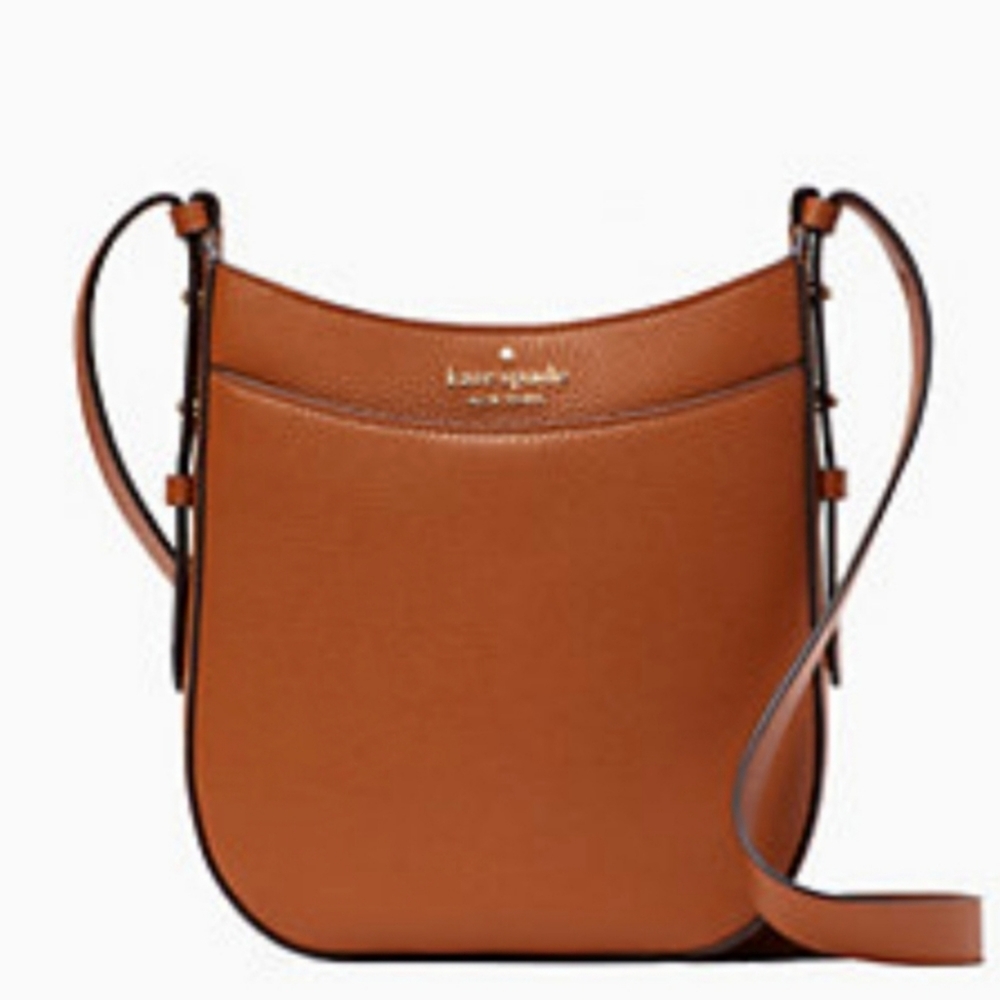 NEW Kate Spade Leila Small Crossbody Gingerbread Pebble Leather North South Bag - Picture 1 of 4